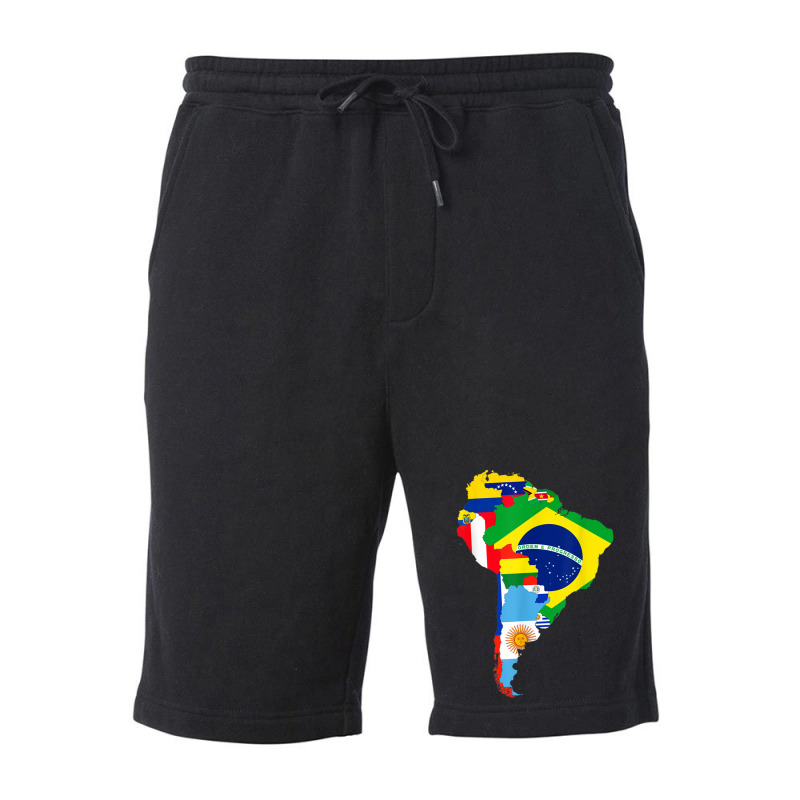 Latin South America Continent Map Flags Fleece Short by CruzChapman | Artistshot