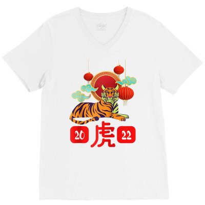 Year Of The Tiger Chinese New Year 2022 Raglan Baseball Tee V-neck Tee Designed By Yurivinpco