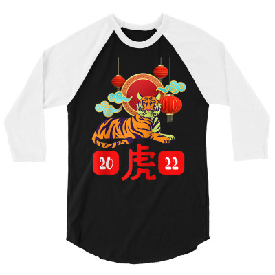 Year Of The Tiger Chinese New Year 2022 Raglan Baseball Tee 3/4 Sleeve Shirt Designed By Yurivinpco