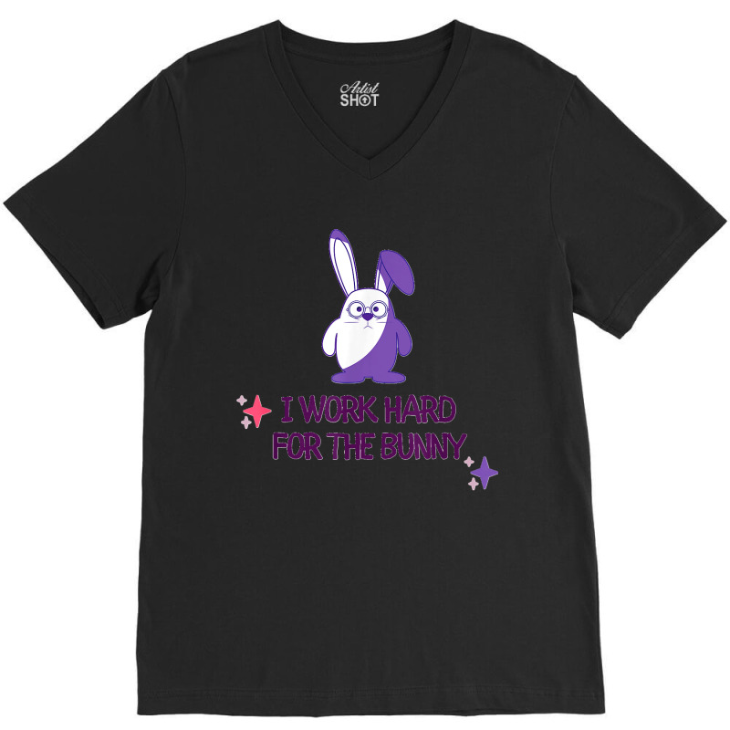 Bunny Memes Cute Kawaii Art I Work Hard For The Purple Bunny V-Neck Tee by JilmarM.Perez | Artistshot