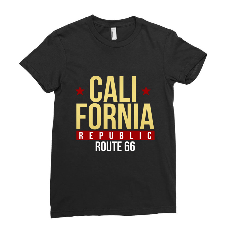 Califonia Republic Route 66 Usa Ladies Fitted T-Shirt by Platinumshop | Artistshot