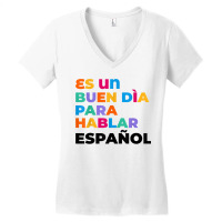 Maestra Cute Rainbow Regalos Para Bilingual Spanish Teacher Women's V-neck T-shirt | Artistshot