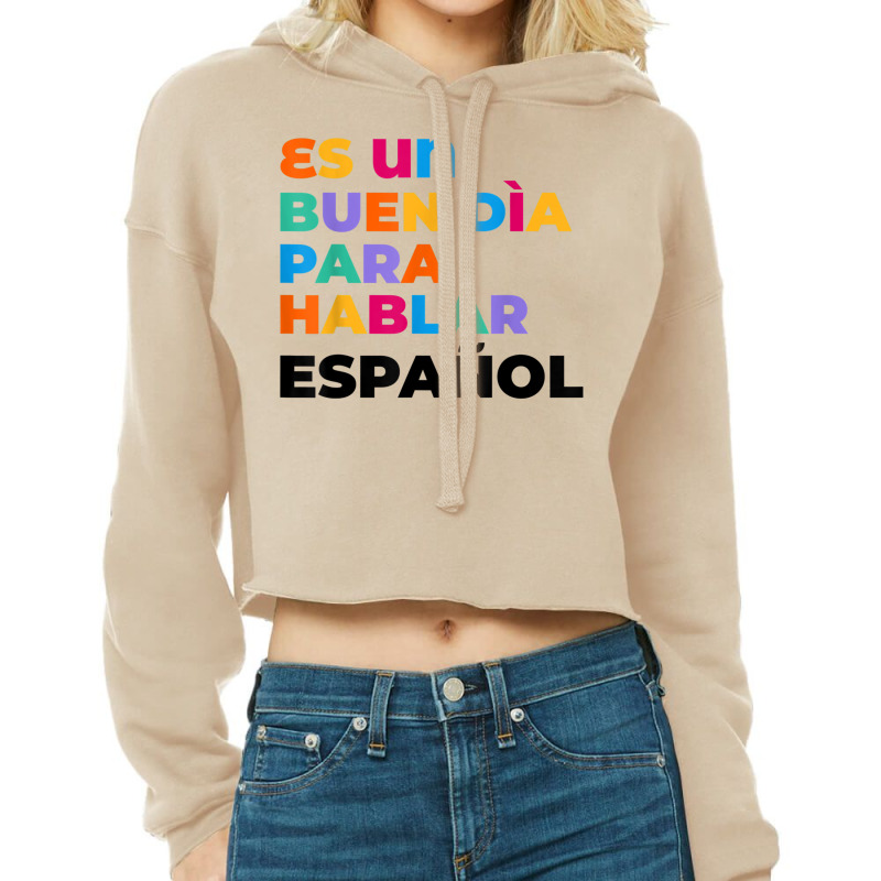 Maestra Cute Rainbow Regalos Para Bilingual Spanish Teacher Cropped Hoodie by JaronKennedy | Artistshot