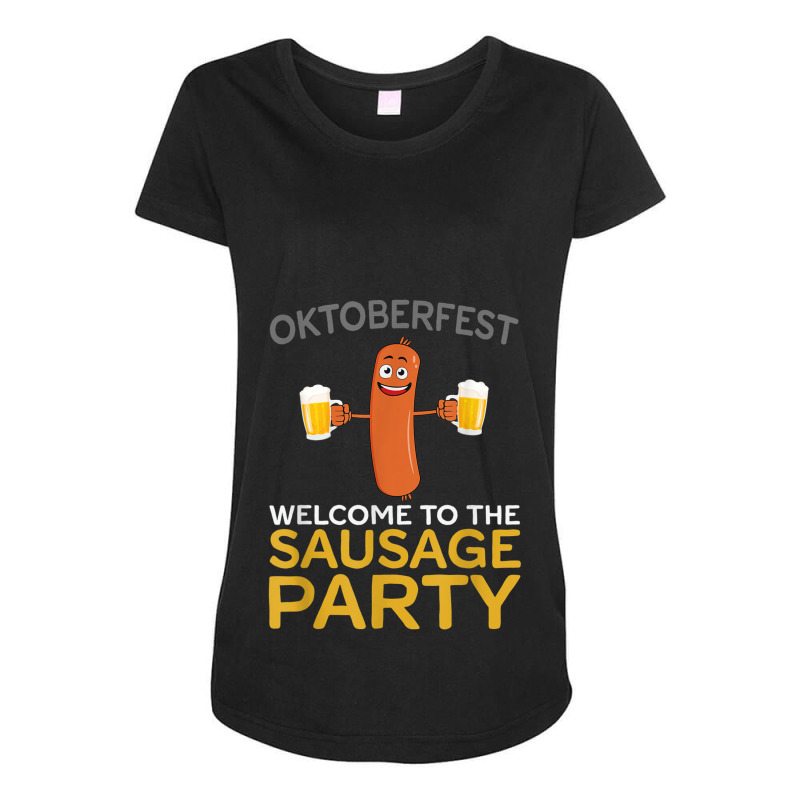 Welcome To The Sausage Party Funny Oktoberfest Maternity Scoop Neck T-shirt by WillettaIngber | Artistshot