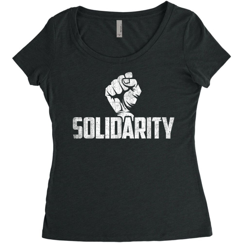 Solidarity With Fist Protest Union Worker Distressed Women's Triblend Scoop T-shirt by LilyWillis | Artistshot