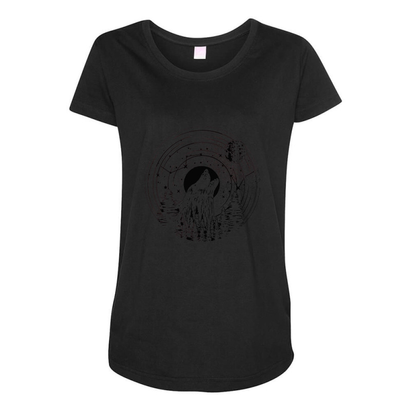 Midnight Forest Wulf Moon Vinyl Art Maternity Scoop Neck T-shirt by Acoy | Artistshot