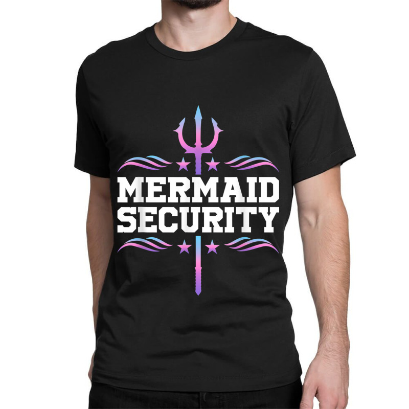 Mermaid Security Tees Mens Boys Swimmer Dad Merdad Trident Classic T-shirt | Artistshot