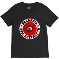 Paranoia Will Destroy Ya' Red Black Amp White V-neck Tee | Artistshot