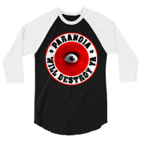 Paranoia Will Destroy Ya' Red Black Amp White 3/4 Sleeve Shirt | Artistshot