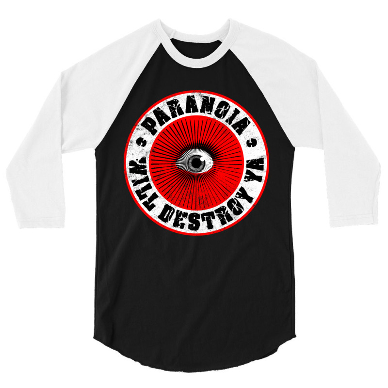 Paranoia Will Destroy Ya' Red Black Amp White 3/4 Sleeve Shirt by LindaMarisa | Artistshot