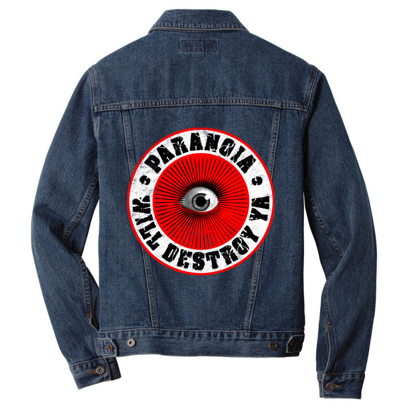 Paranoia Will Destroy Ya' Red Black Amp White Men Denim Jacket by LindaMarisa | Artistshot