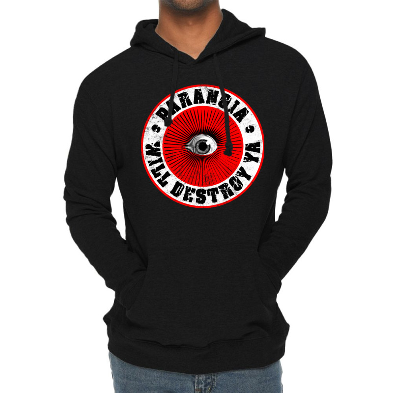 Paranoia Will Destroy Ya' Red Black Amp White Lightweight Hoodie by LindaMarisa | Artistshot