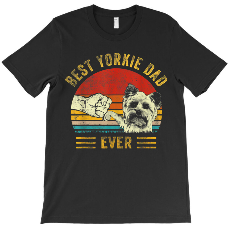 Mens Best Yorkie Dad Ever Retro Yorkshire Terrier Funny Dog Lover T-shirt | Artistshot