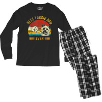 Mens Best Yorkie Dad Ever Retro Yorkshire Terrier Funny Dog Lover Men's Long Sleeve Pajama Set | Artistshot