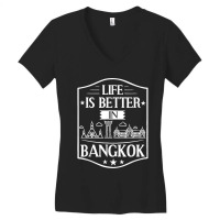 Bangkok Thailand City Skyline Map Women's V-neck T-shirt | Artistshot