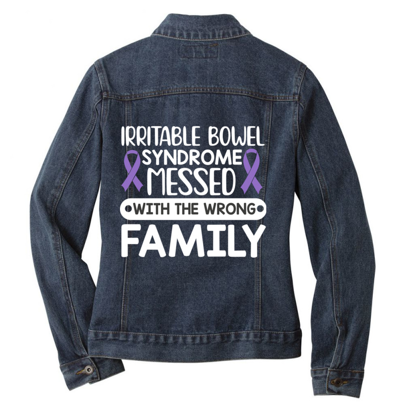 Irritable Bowel Syndrome Messed With The Wrong Family Ladies Denim Jacket by ArlenMadera | Artistshot