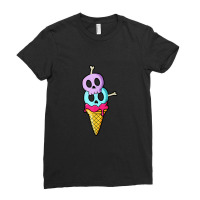 Pastel Goth Skulls And Bones Ice Cream Cone Ladies Fitted T-shirt | Artistshot