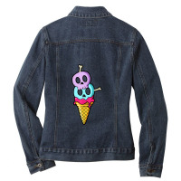 Pastel Goth Skulls And Bones Ice Cream Cone Ladies Denim Jacket | Artistshot