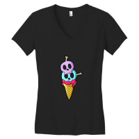 Pastel Goth Skulls And Bones Ice Cream Cone Women's V-neck T-shirt | Artistshot