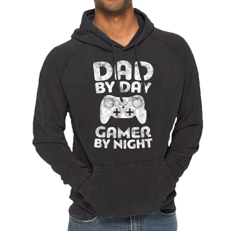 Mens Dad By Day Gamer By Night Funny Vintage Hoodie | Artistshot