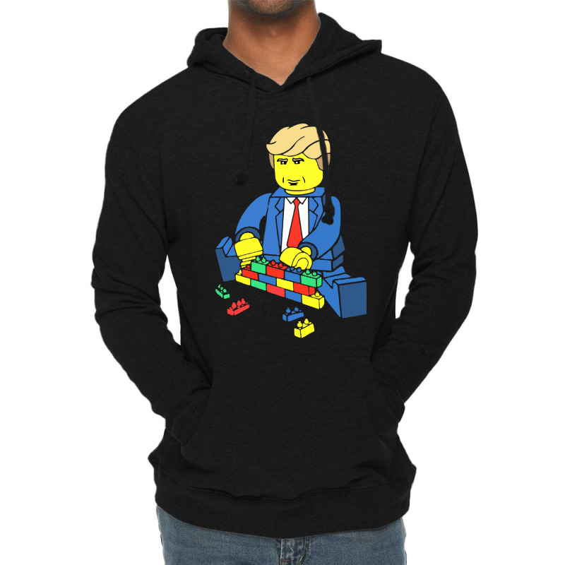 Donald Trump Building A Wall Out Of Toys Lightweight Hoodie | Artistshot