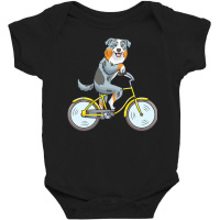 Australian Shepherd T  Shirt Australian Shepherd Dog With Bike T  Shir Baby Bodysuit | Artistshot