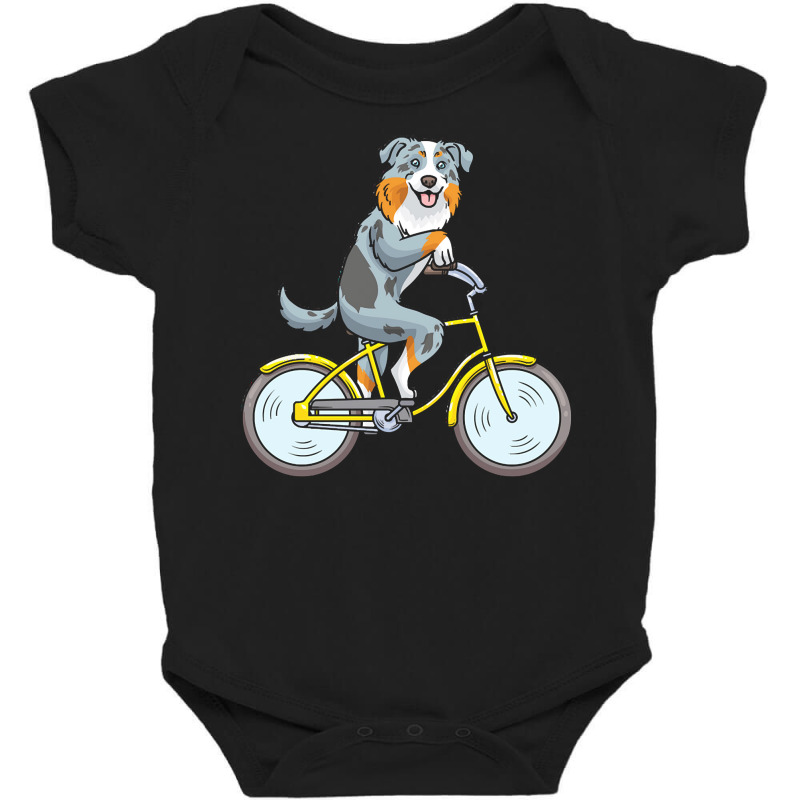 Australian Shepherd T  Shirt Australian Shepherd Dog With Bike T  Shir Baby Bodysuit by gaetanonolan | Artistshot