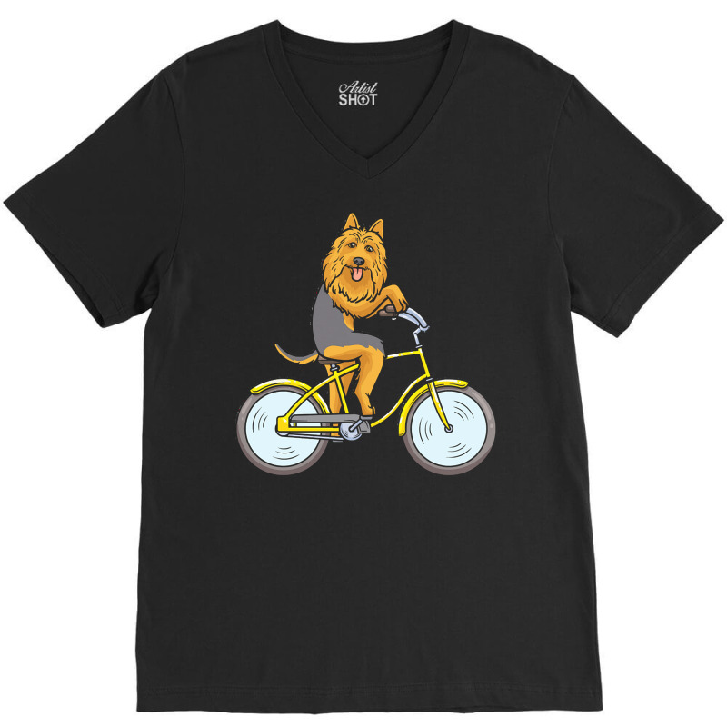 Australian Terrier T  Shirt Australian Terrier Dog With Bike T  Shirt V-Neck Tee by gaetanonolan | Artistshot