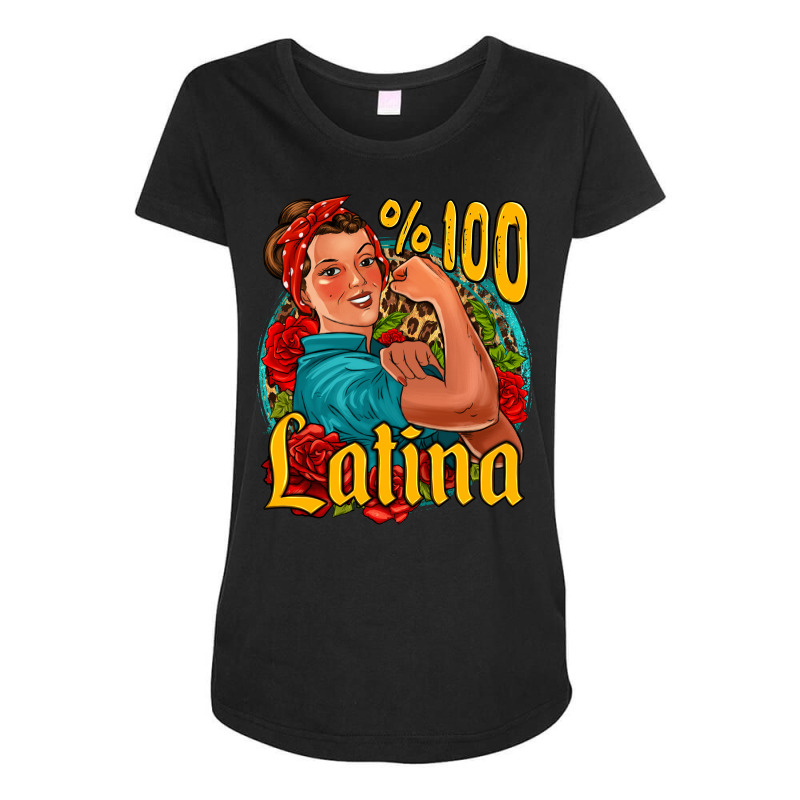 Hundred Percent Latina Strong Woman Maternity Scoop Neck T-shirt by Jasminsmagicworld | Artistshot