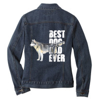 Best Dog Dad Ever Siberian Husky Dog Lovers Ladies Denim Jacket | Artistshot