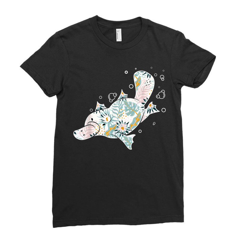 Platypus Floral Zookeeper Animal Lover Marine Biologist Ladies Fitted T-Shirt by MechelleMilliken | Artistshot