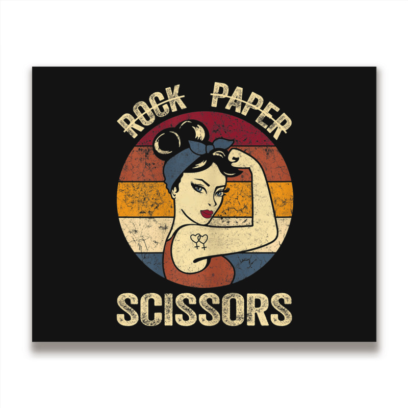 Womens Rock Paper Scissors Tee Lesbian Women Girls Gay Pride Parade Metal Print Horizontal | Artistshot