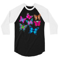 Butterflies T  Shirt Colorful Butterflies T  Shirt 3/4 Sleeve Shirt | Artistshot