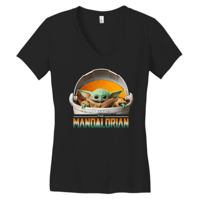 Baby Yoda The Mandalorian Women's V-neck T-shirt Designed By Fun Tees