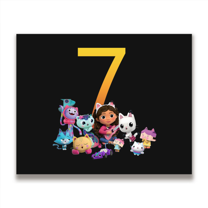 Gabby Dollhouse 7th Birthday Boy And Girl Costom Number Metal Print Horizontal | Artistshot