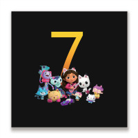 Gabby Dollhouse 7th Birthday Boy And Girl Costom Number Metal Print Square | Artistshot