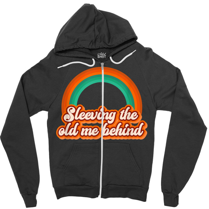 Sleeving The Old Me Behind, Groovy Bariatric Sleeve Surgery T Shirt Zipper Hoodie by atereabag | Artistshot