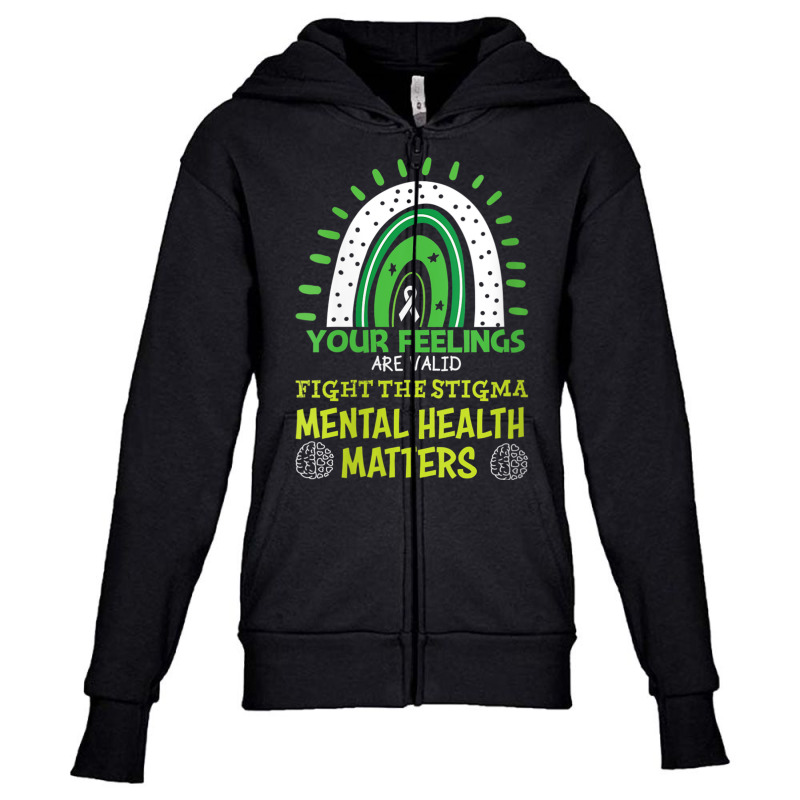 Womens Your Feeling Are Valid Mental Health Matters Mind Therapist V N Youth Zipper Hoodie by buske | Artistshot