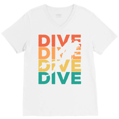 Retro Vintage Diving Gift For Scuba Divers T Shirt V-neck Tee Designed By Jinxpenta