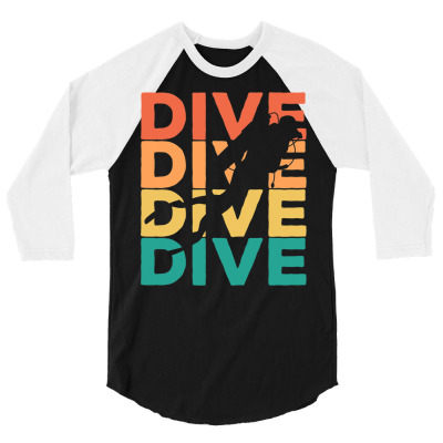 Retro Vintage Diving Gift For Scuba Divers T Shirt 3/4 Sleeve Shirt Designed By Jinxpenta