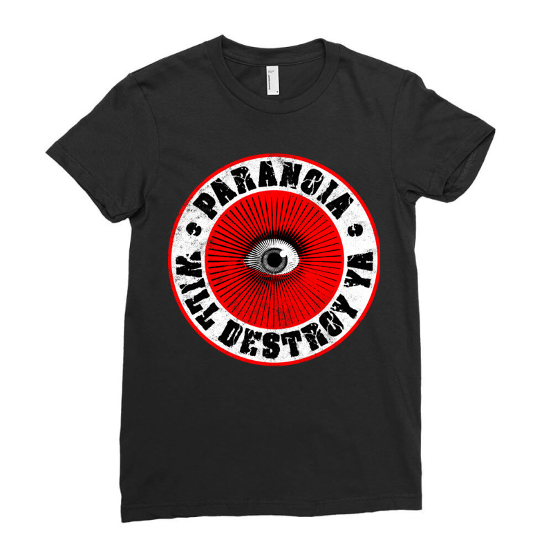 Paranoia Will Destroy Ya' Red Black Amp White Ladies Fitted T-Shirt by LindaMarisa | Artistshot