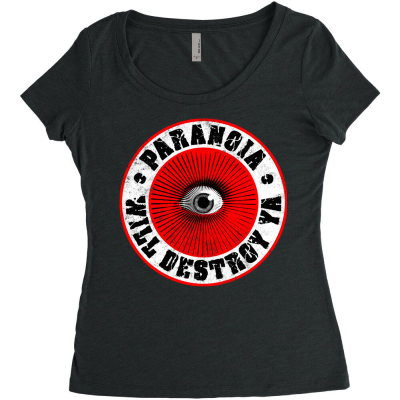 Paranoia Will Destroy Ya' Red Black Amp White Women's Triblend Scoop T-shirt by LindaMarisa | Artistshot