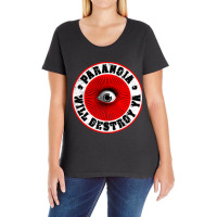 Paranoia Will Destroy Ya' Red Black Amp White Ladies Curvy T-shirt | Artistshot