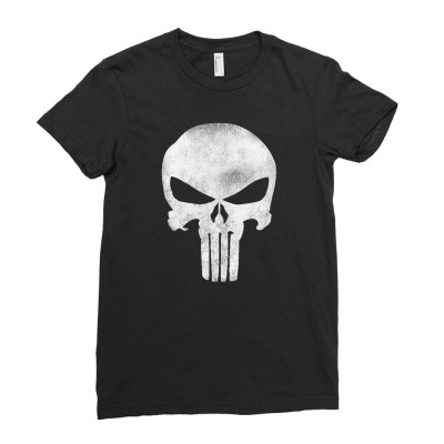 Punisher Skull Vintage Ladies Fitted T-shirt Designed By Dejavu77