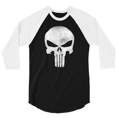 Punisher Skull Vintage 3/4 Sleeve Shirt Designed By Dejavu77