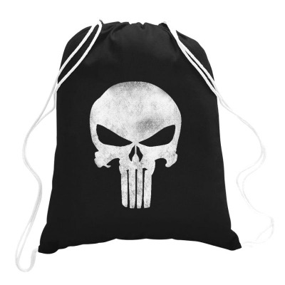 Punisher Skull Vintage Drawstring Bags Designed By Dejavu77