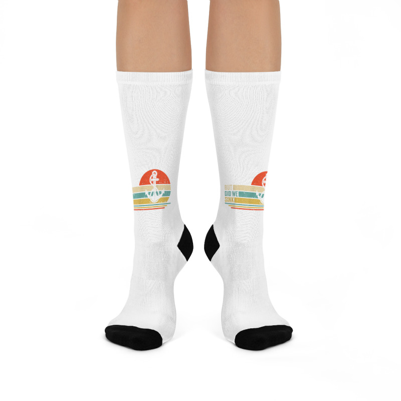 Boating But Did We Sink Pontoon Captain T Shirt Crew Socks | Artistshot