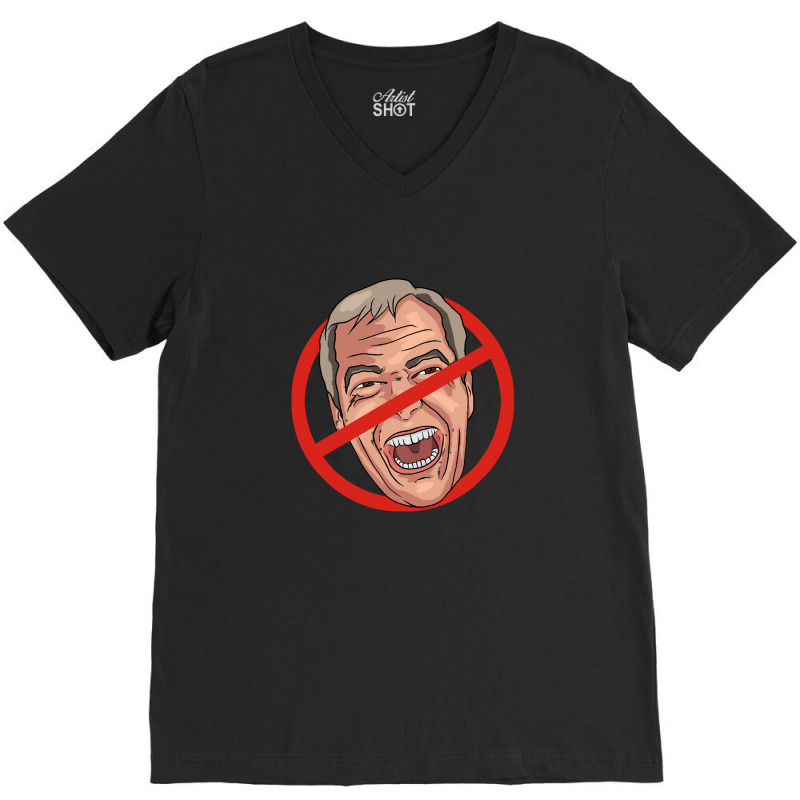 Nigel Farage No Road Sign Illustration V-Neck Tee by MelindaBouwman | Artistshot