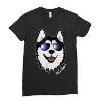 Cool Sledge Dog With Sunglasses A Siberian Husky Ladies Fitted T-shirt | Artistshot