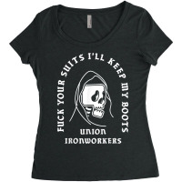 Union Ironworkers Reaper Skull Fuck Your Suits Women's Triblend Scoop T-shirt | Artistshot